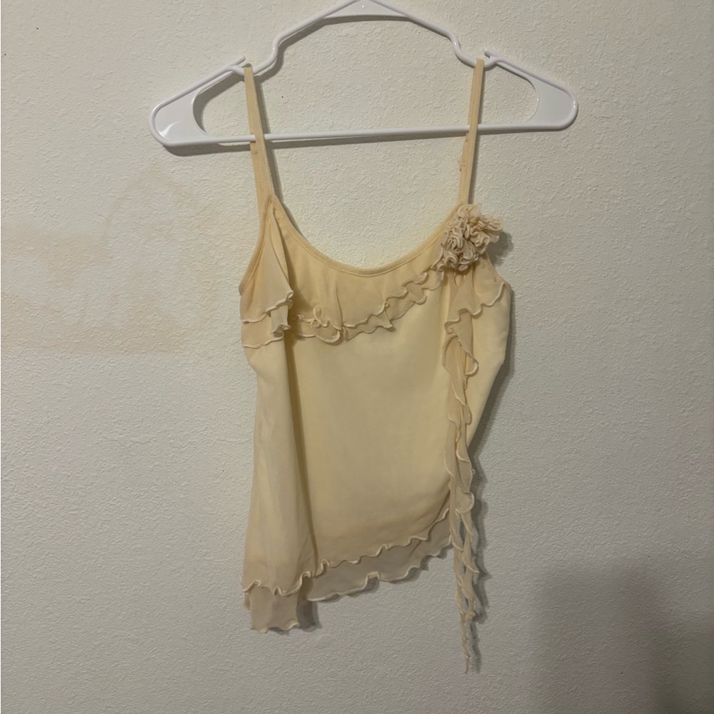SHEIN Cream Ruffle Floral Spaghetti Strap Camisole